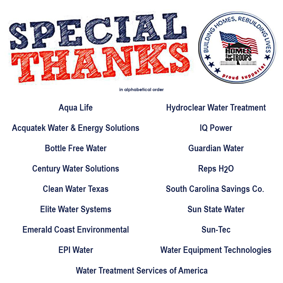 Generous Merchant Contributions to Homes for Our Troops in the second half of 2018